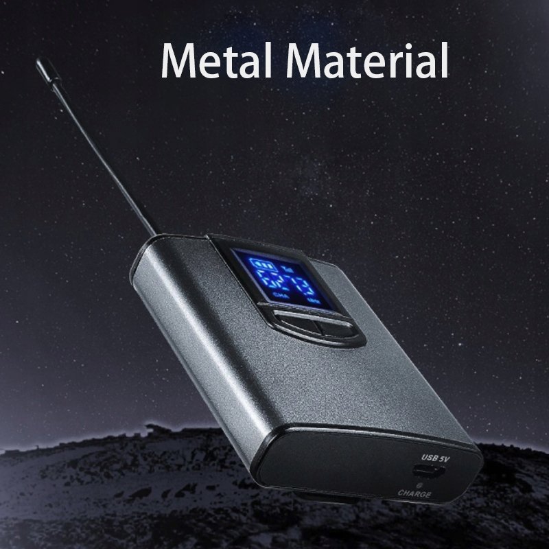 Mikrofon wireless UHF K8, sistem dore, marrës portativ 6.35mm, rreze 50m, i zi