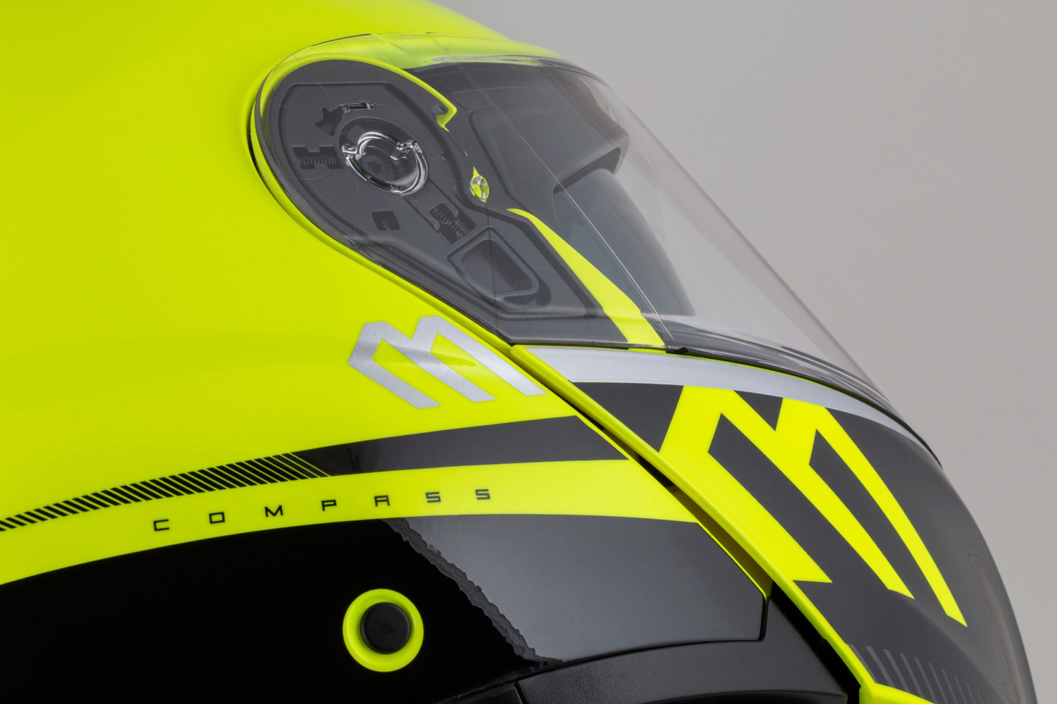 Helmetë moto Cassida Modulo 2.1 Compass, flip up, Pinlock ready, e verdhë fluo e zezë