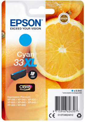 Ngjyrë për printer Epson Singlepack Cyan 33XL Claria Premium Ink, e kaltër