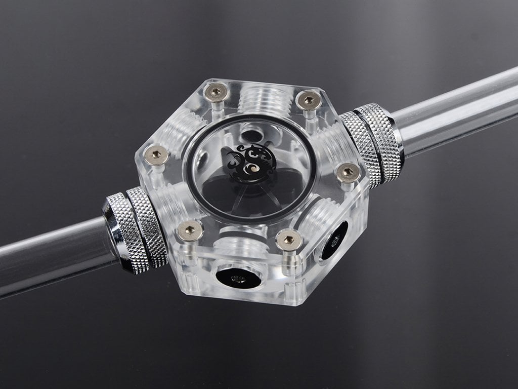 Indikator rrjedhjeje Bitspower Hexagon Flow Indicator, për ftohje uji PC, i zi transparent