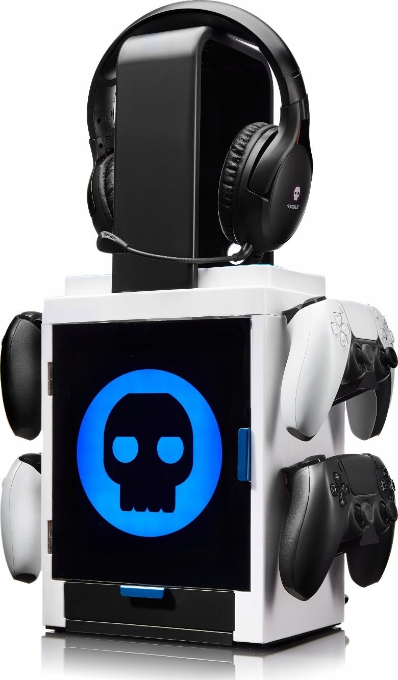 Dollap gaming Numskull PS5 Inspired, LED, me mbajtëse aksesorësh, i bardhë