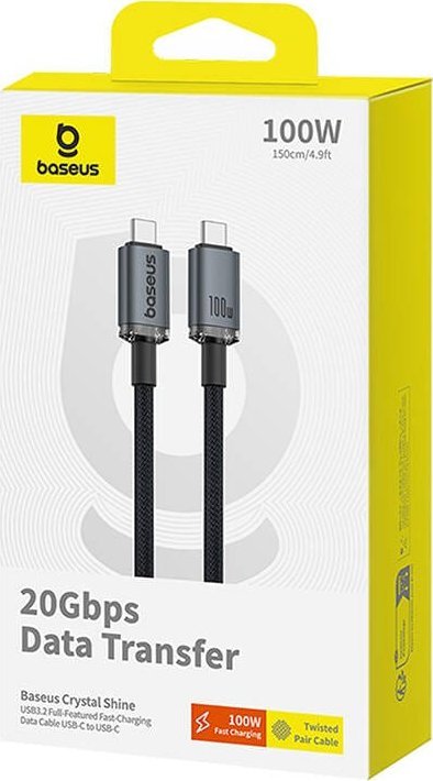 Kabllo USB C Baseus USB3.2, 20Gbps, 100W, e zezë