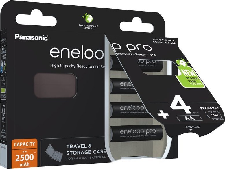 Bateri të rikarikueshme Panasonic Eneloop Pro AA, 2500mAh, set 4 copë