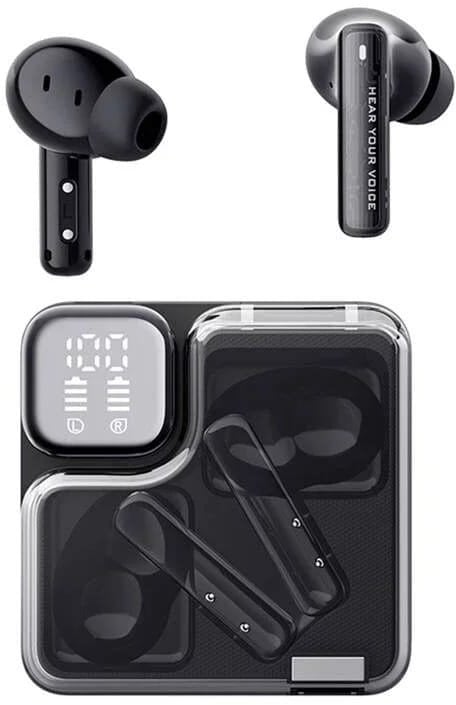 Kufje pa tela QCY MeloBuds Neo, Bluetooth 5.3, ekran LED, transparente