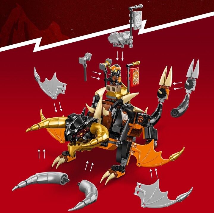 Set LEGO® NINJAGO® 71782 Cole's Earth Dragon EVO, 285 pjesë