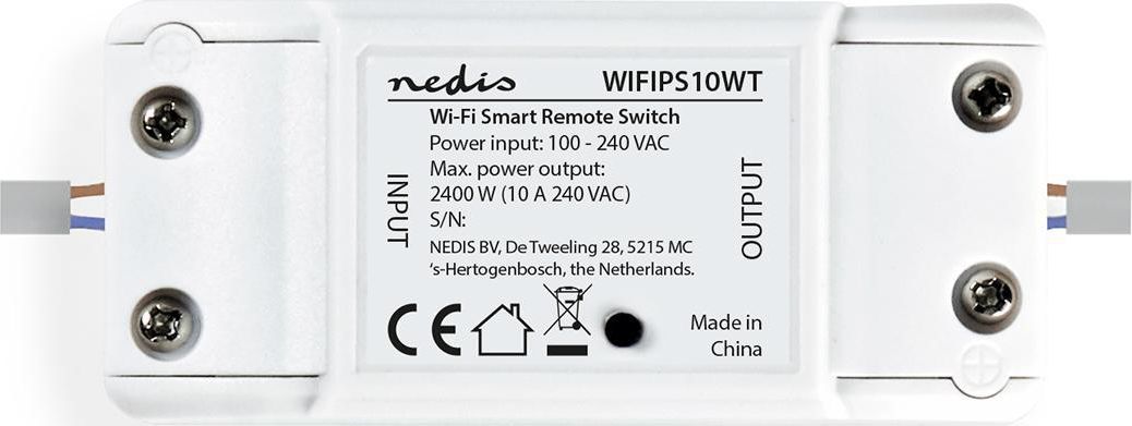 Ndërprerës smart WiFi Nedis Smart Home Basic, kontroll me aplikacion, kompatibil me Amazon Alexa dhe Google Home, i bardhë