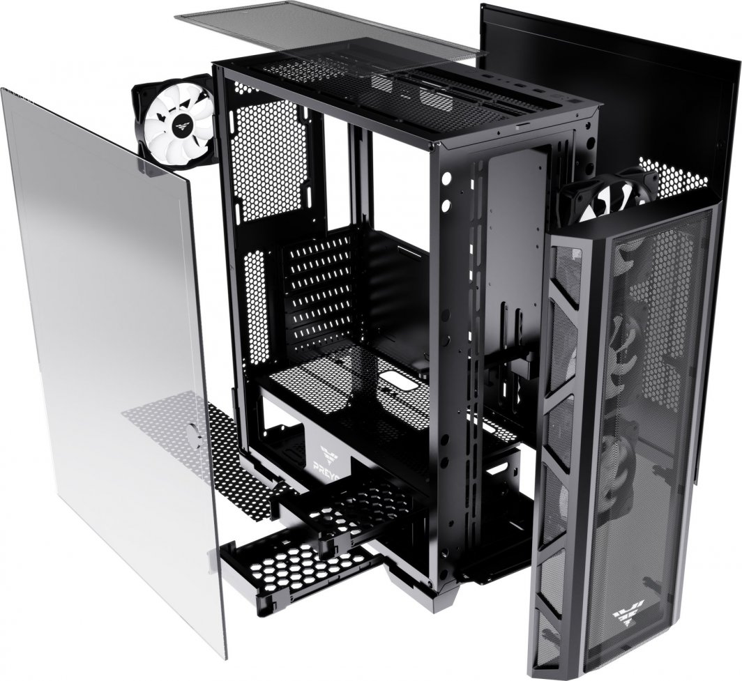 Куќиште за компјутер PREYON Nest Meshy+ (PRENMP04B), црна боја