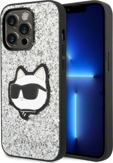 Futrollë për telefon Karl Lagerfeld Glitter Choupette KLHCP14XG2CPS, për iPhone 14 Pro Max 6.7", hardcase, argjendtë me glitter