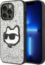 Futrollë për telefon Karl Lagerfeld Glitter Choupette KLHCP14XG2CPS, për iPhone 14 Pro Max 6.7", hardcase, argjendtë me glitter