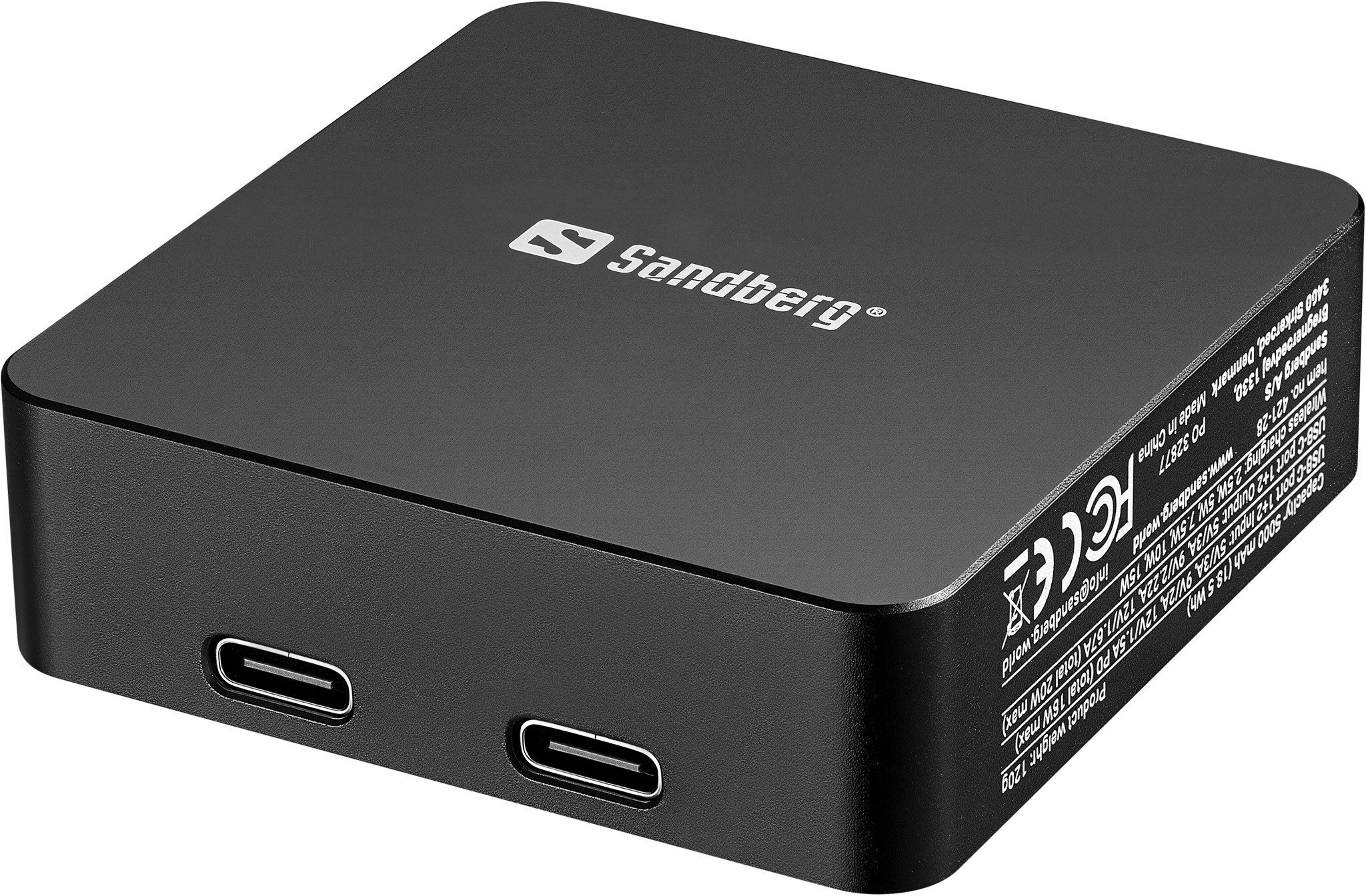 Powerbank Sandberg 3in1 Magnet, 5000mAh, 20W PD, i bardhë