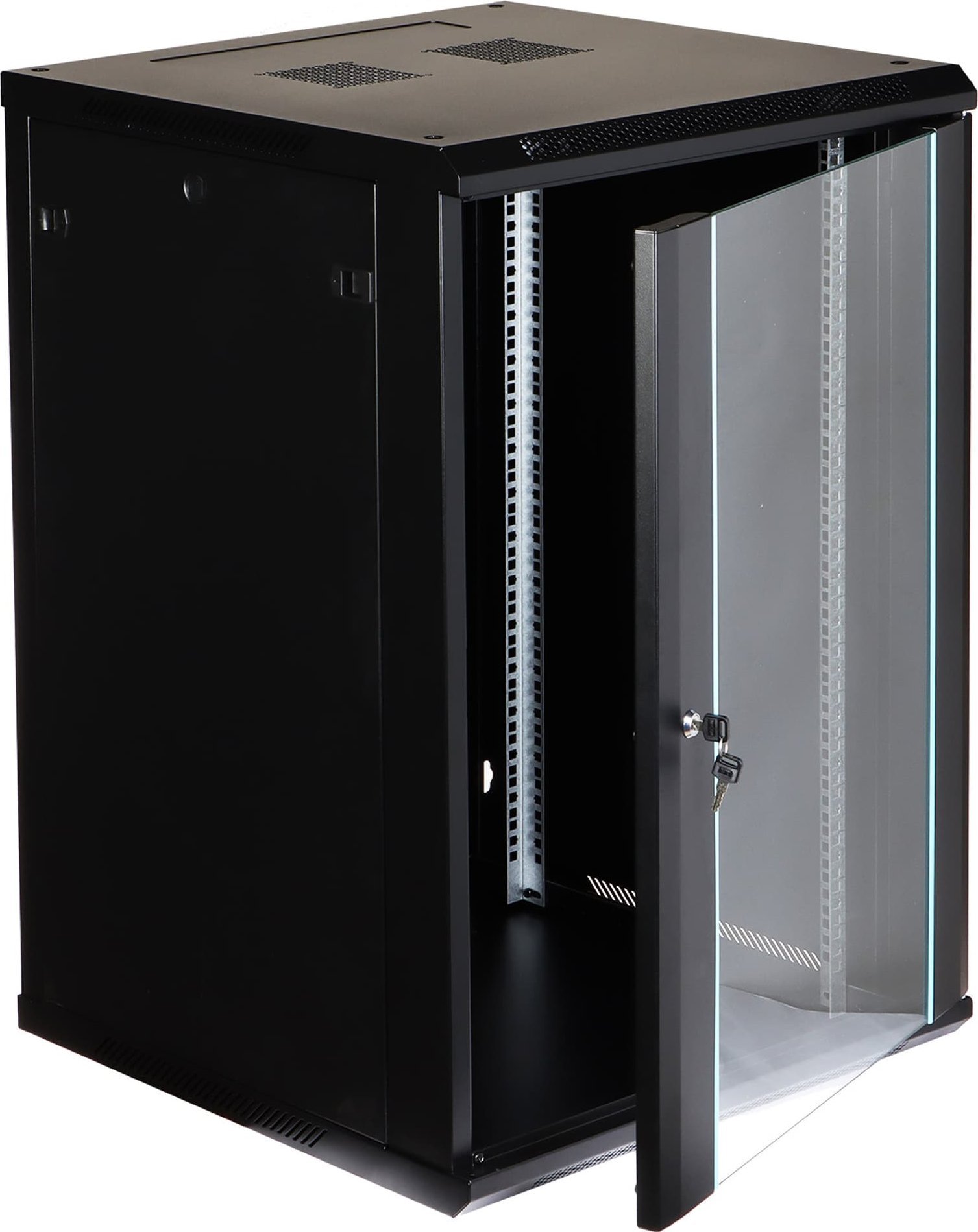 Kabinet rack muri Eprado 19" 18U, xham i tejdukshëm, ngarkesë 60 kg, gri