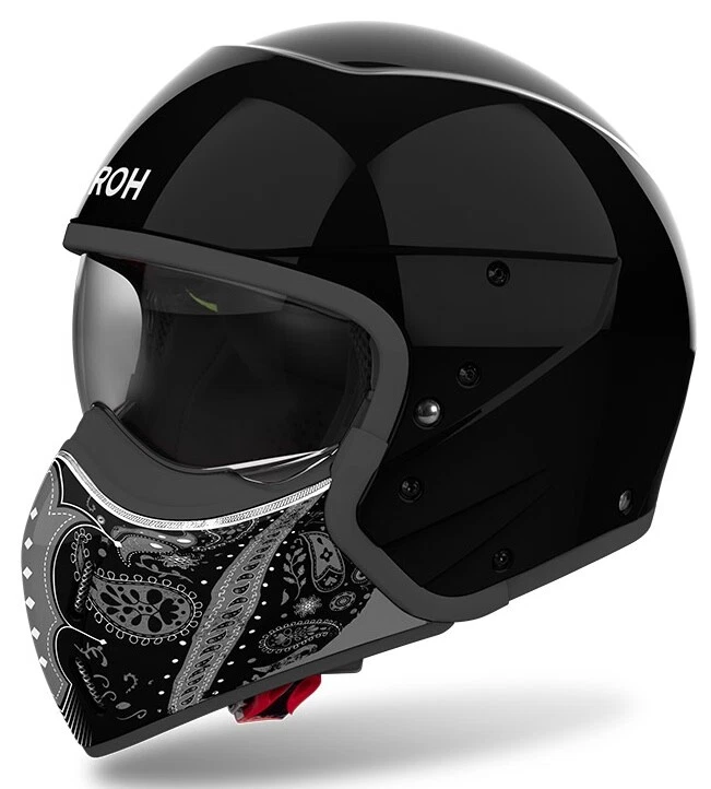 Helmetë motoçiklete Airoh Jet J1P17 J 110, Paesly, e zezë me shkëlqim, XS