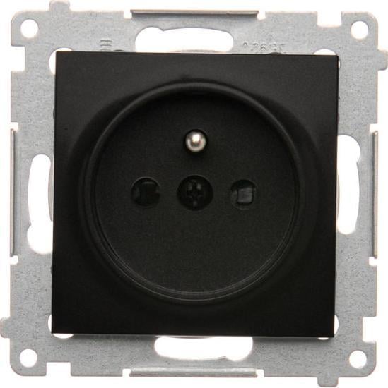 Prizë modulare Kontakt-Simon Simon 54, 16A 250V, me tokëzim dhe mbrojtëse sigurie, e zezë mat