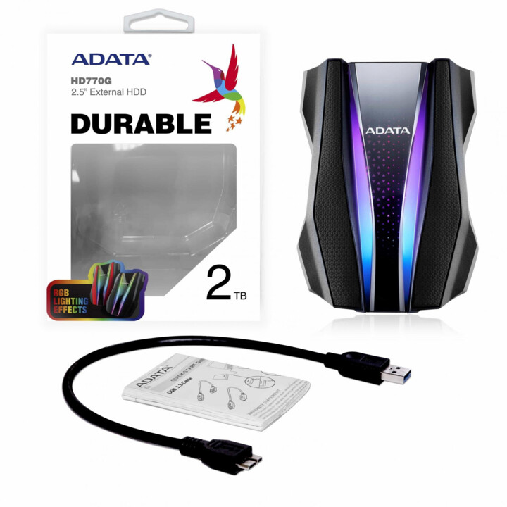 Disk i jashtëm ADATA HD770G, 2TB, i zi