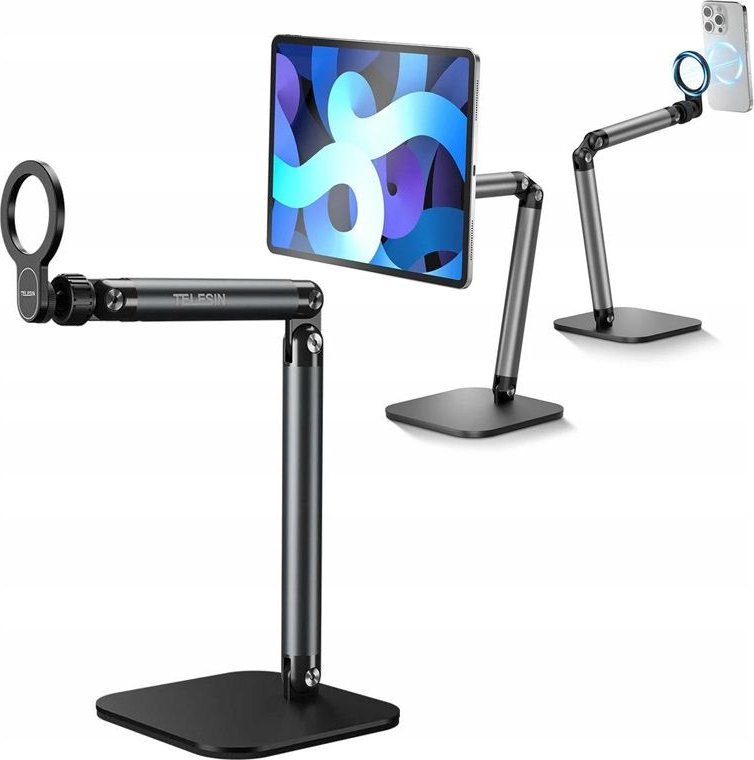 Статив за телефони TELESIN Universal Magnetic, магнетен држач, алуминиумска легура, црн