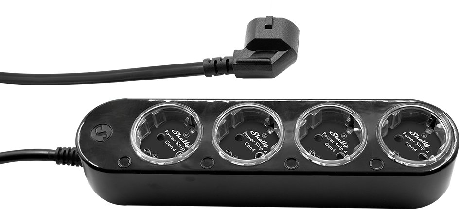 Prizë inteligjente Shelly Power Strip 4 Gen4, 4 dalje, Wi Fi, e zezë