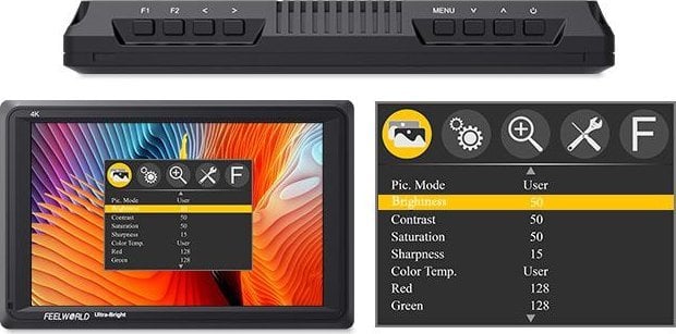Monitor për kamera Feelworld FW279, 7", IPS, 4K, i zi