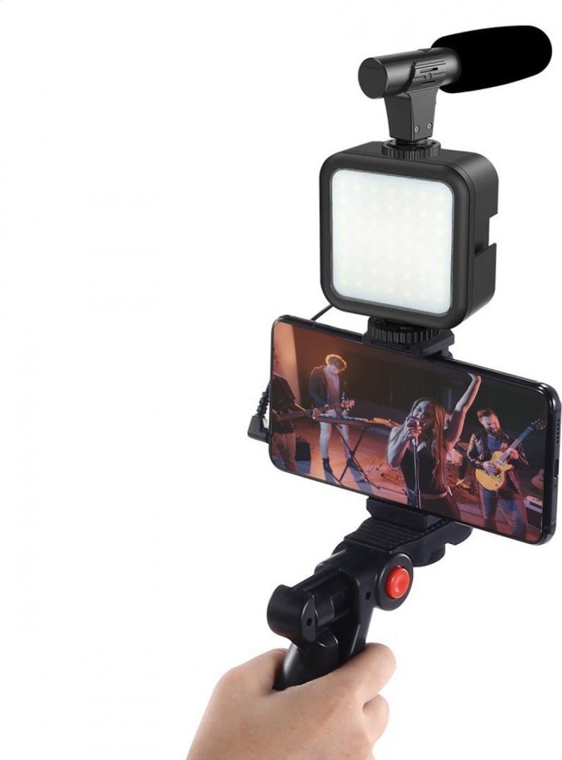 Set vlogimi Platinet Vlog 4in1 PMVG4IN1, mikrofon, dritë LED, mbajtëse telefoni