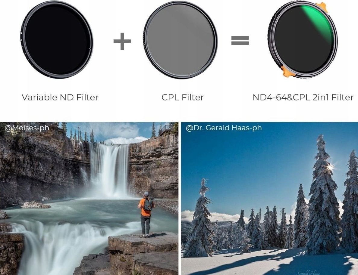 Filter hibrid K&amp;F Concept 2n1, 58mm, CPL, ND4 ND64