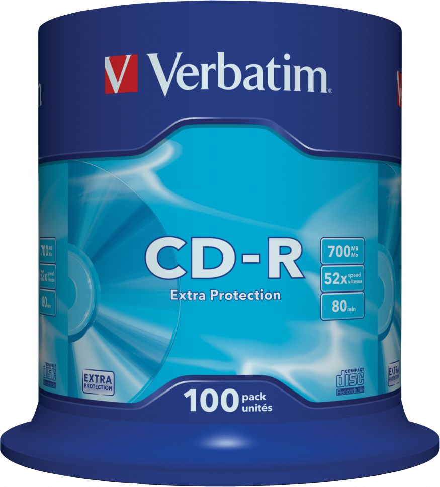 Set i CD-R Verbatim (43411), 700mb 52x, 100 copë