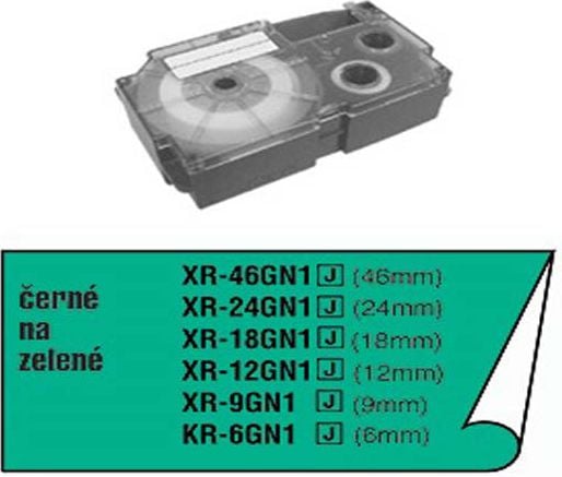 Shirit etiketuese kompatibil Smart për Casio XR-6GN1, 6mm x 8m, printim i zi, sfond i gjelbër