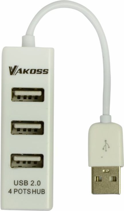 USB Hub Vakoss TC-234UX, 4 porte USB-A 2.0, i bardhë