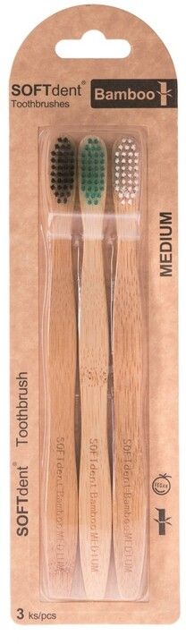 Furça dhëmbësh SOFTdent BAMBOO - Medium, 3 copë