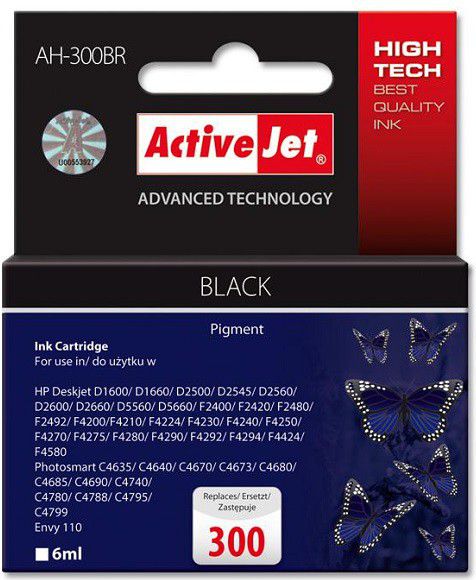 Ngjyrë Activejet AH-300BR (HP CC640EE no. 300), e zezë