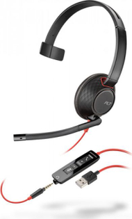Слушалки Plantronics Blackwire 5210, со кабел, USB A и 3.5mm, црни