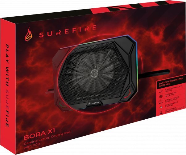 Ftohës laptopi gaming SureFire Bora X1, deri 17", RGB, i zi