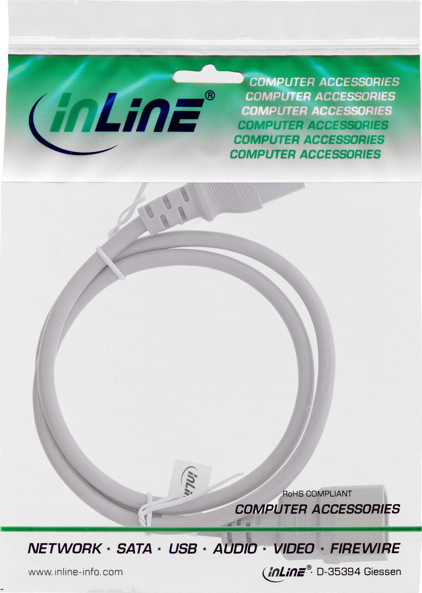 Kabllo zgjatues energjie InLine Cold Device, C13 C14, 0.5m, gri