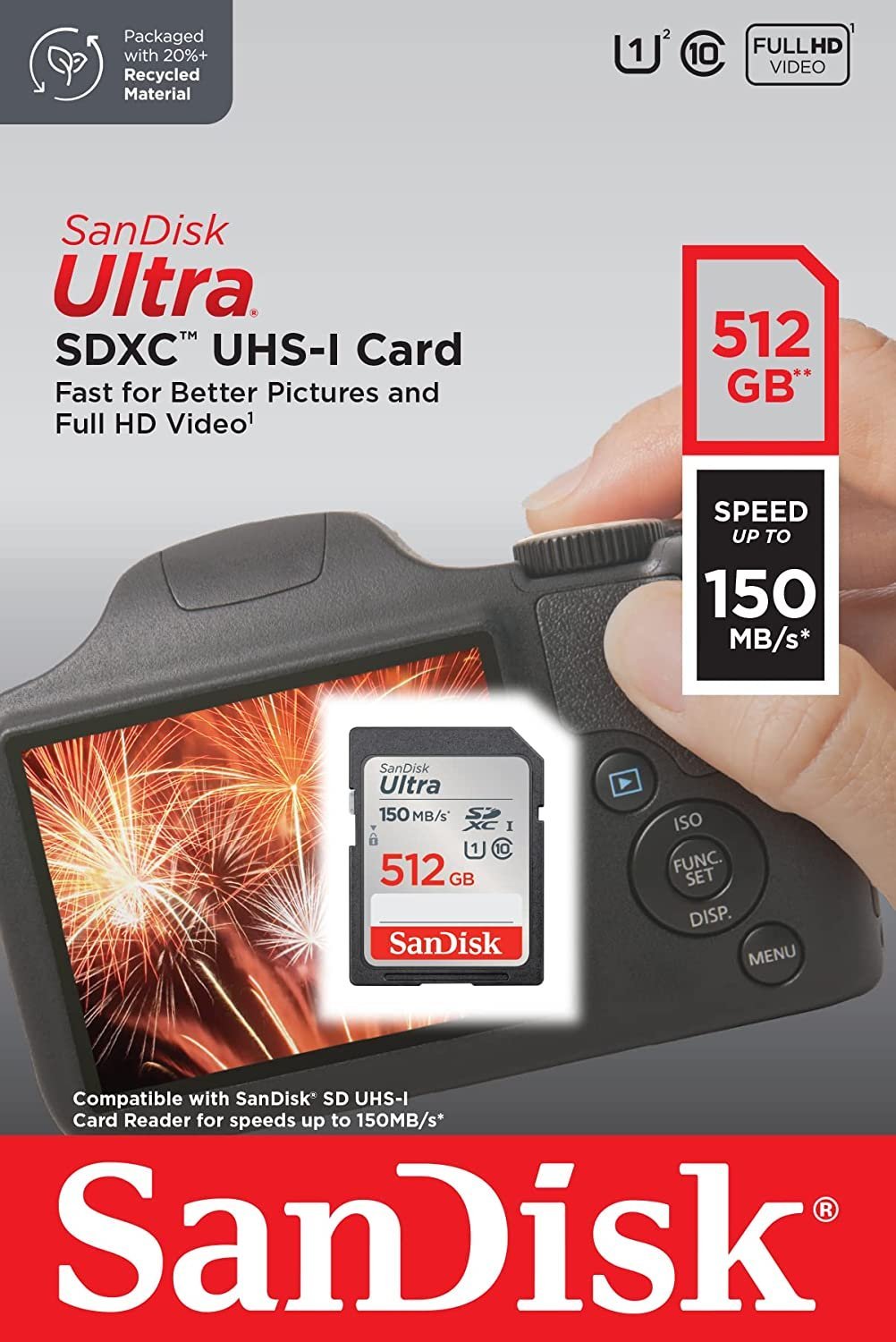 Kartë memorie SanDisk Ultra SDXC, 512GB, Class 10 UHS I, gri