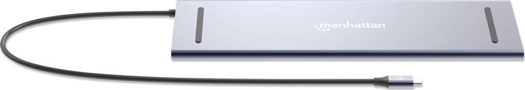 Dock USB C Manhattan 12 në 1, 3x 4K, Power Delivery 100W, gri
