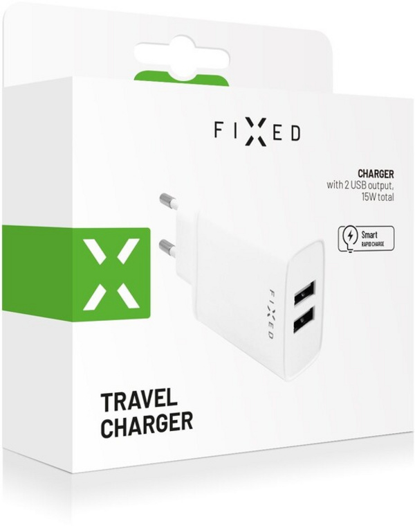 [OUTLET] Karikues FIXED, 2xUSB-A, Smart Rapid Charge, 15W, i bardhë