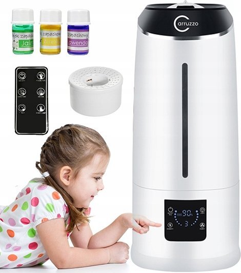 Lagështues ajri Carruzzo, 6.5L, pastrues me jonizues dhe aromaterapi, i bardhë