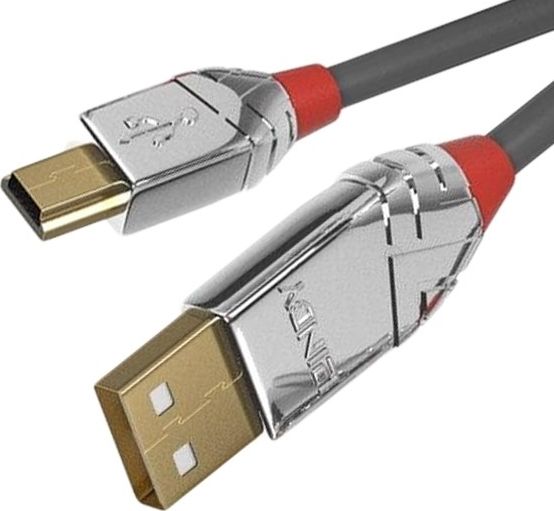 Kabllo Lindy USB-A në miniUSB, 7.5m, e hirtë
