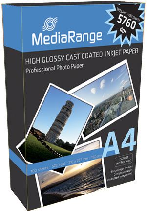 Letër fotografike MediaRange A4, 160 g/m², 100 fletë