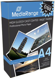 Letër fotografike MediaRange A4, 160 g/m², 100 fletë Letër fotografike MediaRange A4, 160 g/m², 100 fletë