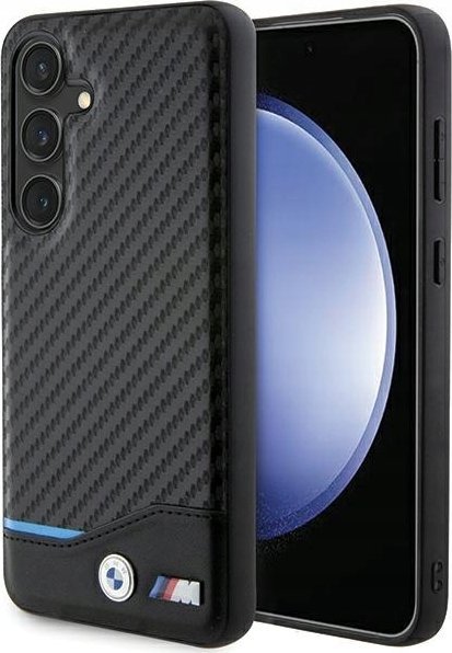 Mbulesë telefoni BMW BMHCSA5522NBCK për Samsung Galaxy A55, lëkurë Carbon, e zezë