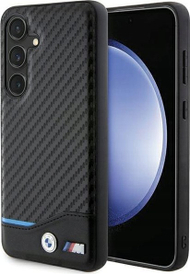 Mbulesë telefoni BMW BMHCSA5522NBCK për Samsung Galaxy A55, lëkurë Carbon, e zezë