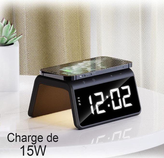 Karikues wireless Havit W320, 15W, me orë dhe alarm, i zi