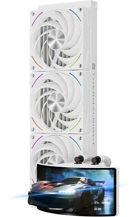 Ftohës uji Thermalright Rainbow Vision 360 Turbo ARGB, 360mm, ekran OLED 6.67", i bardhë