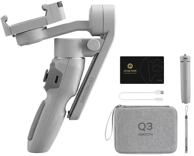 Гимбал за смартфон Zhiyun Smooth Q3 Combo, со ЛЕД светло, трипод, сива