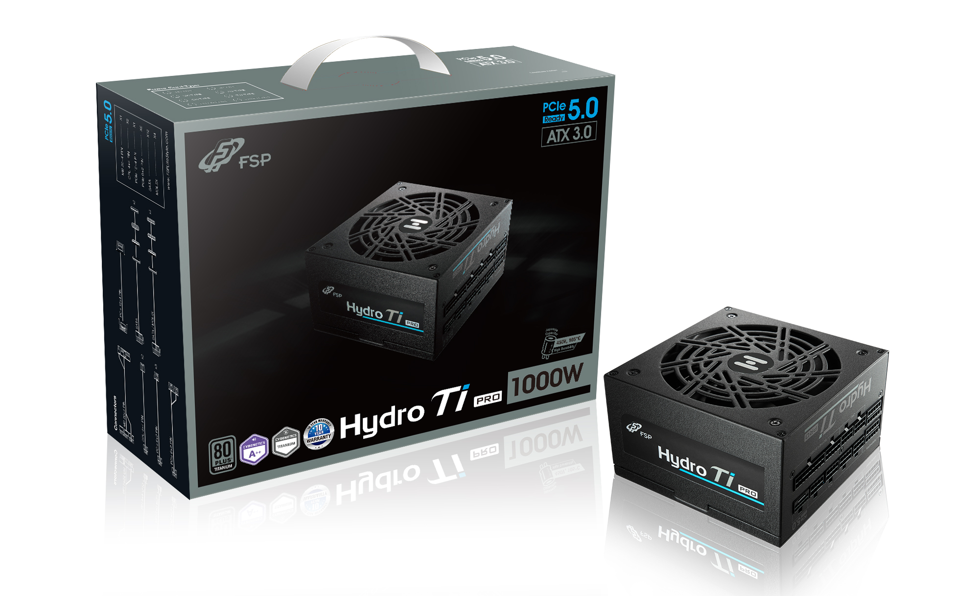 Напојување FSP Hydro Ti PRO 1000W, 20+4 pin ATX, црно