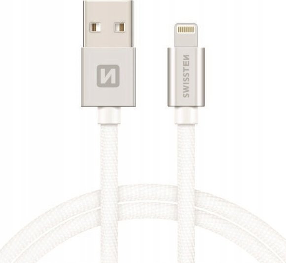Kabllo USB Lightning SWISSTEN MFi, 1.2m, argjendi