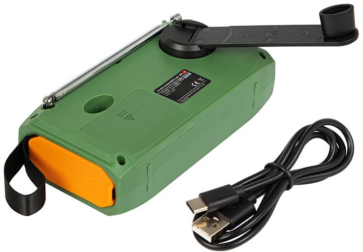 Radio kampingu Solar Construction, AM/FM, powerbank USB, me dinamo dhe elektrik