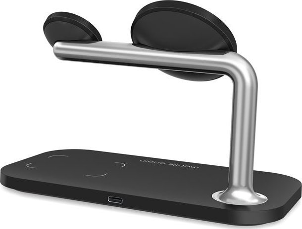 Karikues pa tela Mobile Origin 3 in 1, MagSafe, për iPhone Apple Watch AirPods, i zi