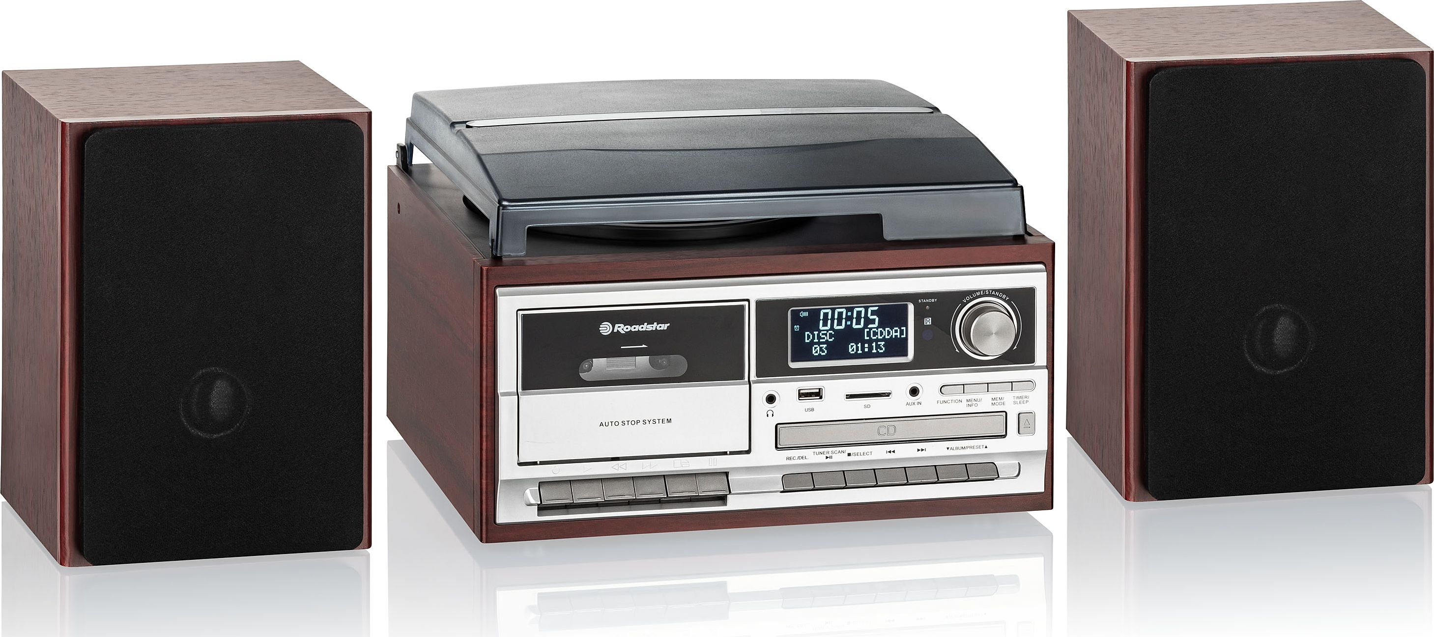 Mikrosistem muzikor Roadstar HIF-8892B+BT, Bluetooth, CD USB SD PLL, kafe