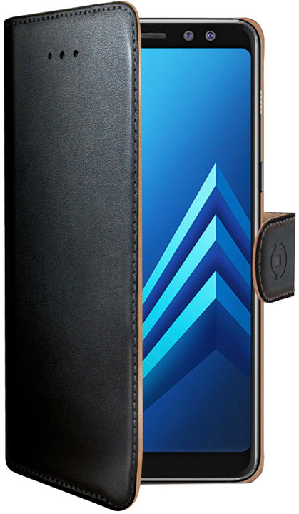 Футрола на преклоп CELLY Wally за Samsung Galaxy A8 Plus (2018), PU кожа, црна боја