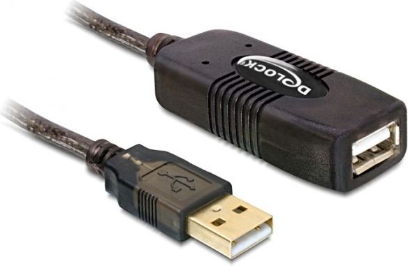 Kabllo Delock USB-A, USB 2.0, 15m, e zezë